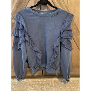 Tularosa crew neck ruffled sweatshirt